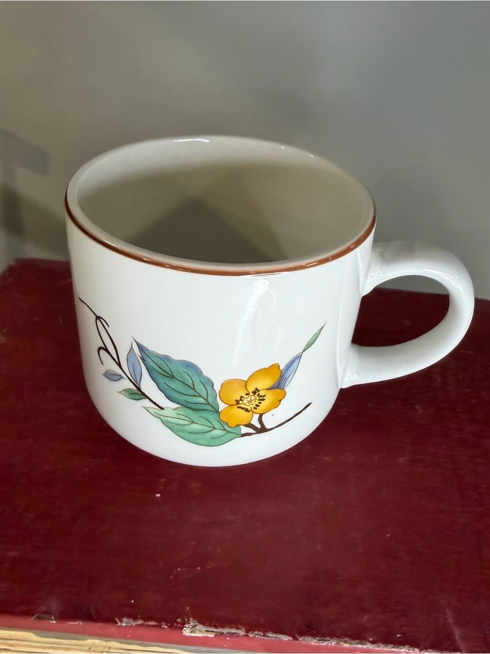 Woodhill Ceramic Floral Coffee Mug - Yellow and blue Flower